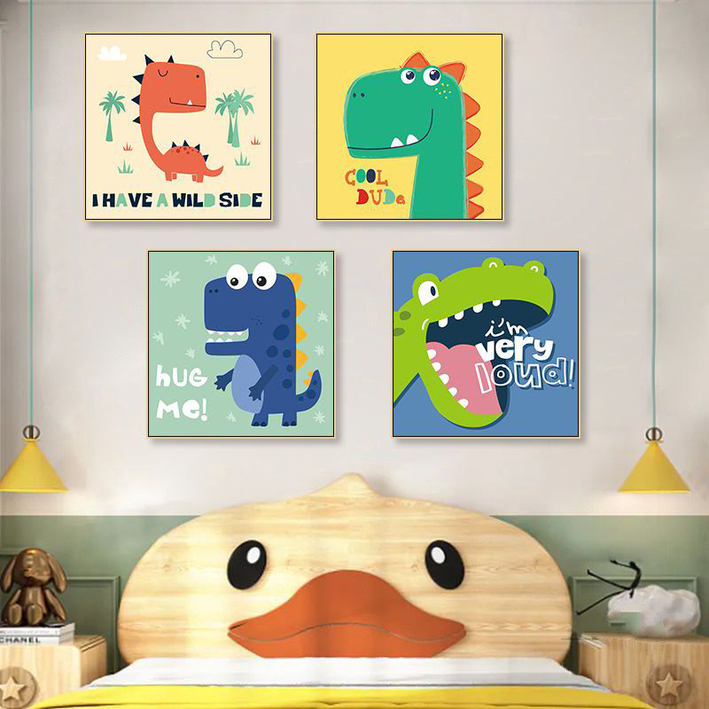 恐龙先生 北欧动物儿童房装饰画男孩卧室画童装店早教幼儿园挂画图片