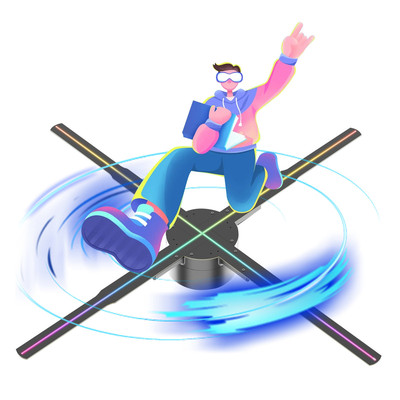 全息风扇屏768led灯珠 高清2000*1536分辨率裸眼3d投影仪广告机