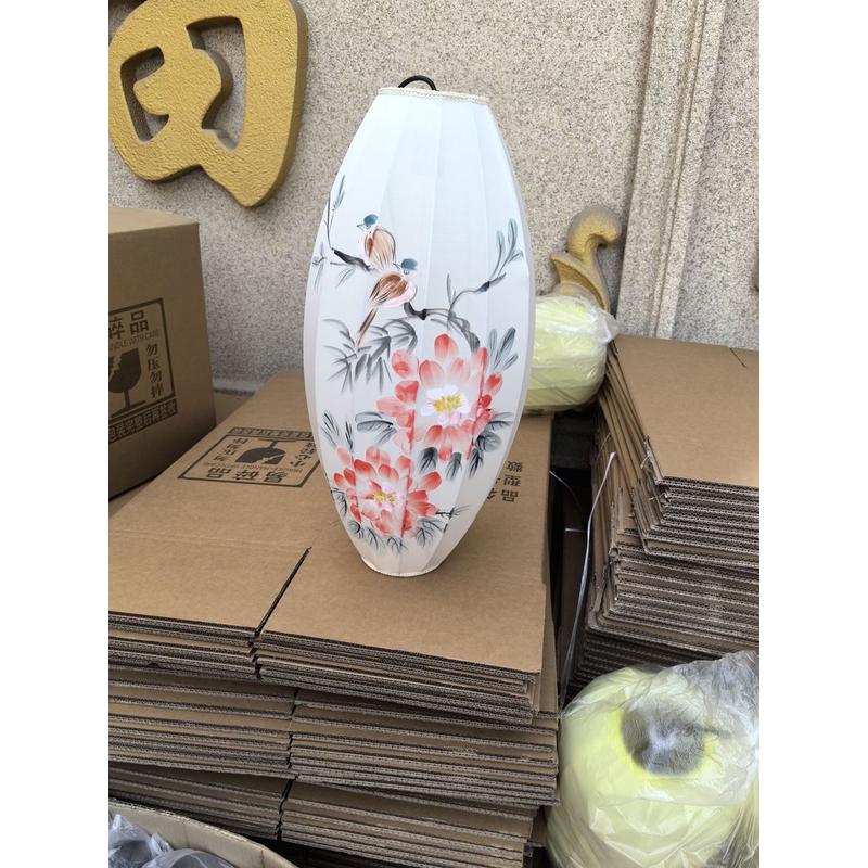 吊灯新中式手绘玄关过道灯笼餐厅酒楼手工布艺铁艺庭院茶楼橄榄灯