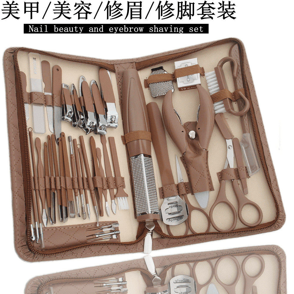 厂家新款系列指甲剪套装刨脚器甲沟钳修眉刀美甲美容多功能全套装