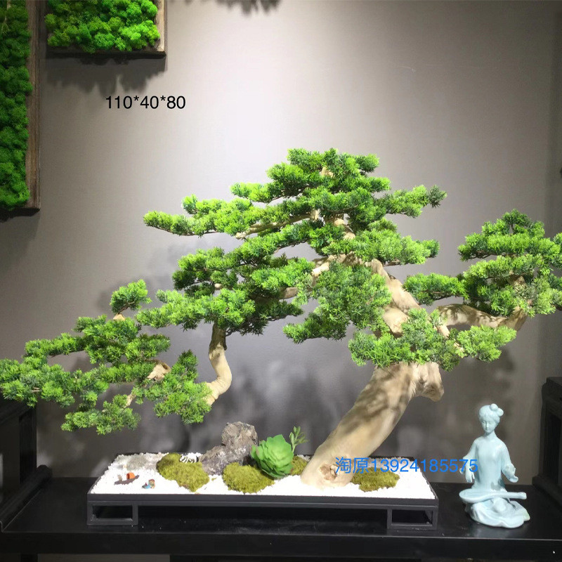 仿真绿植迎客松造景仿真树盆景仿真植物室内造型装饰工程厂家批发