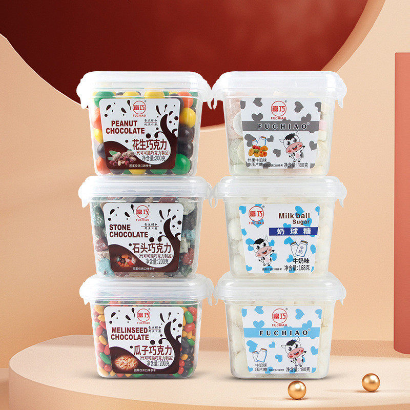 速发富巧什果味奶片180g石头巧克力200g盒装趣味零食糖果奶片直供