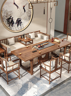 功夫茶几选新中式全实木严家用客厅接待罗汉床沙发茶桌屏风茶桌椅