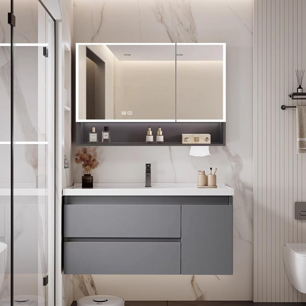 热销一米蜂窝铝浴室柜陶瓷一体盆组合卫生间洗脸台盆加长加厚二洗