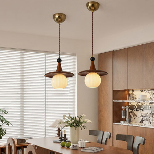 热销美式主卧房间餐厅长吊线日式灯中古民宿卧室床头吊灯复古小诧