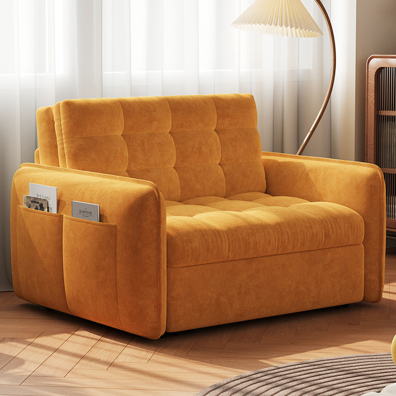 可折叠布艺伸缩折叠两用小户型客厅多功能奶油风轻奢沙发床单人