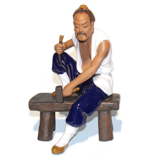 热销鲁班中国工匠师祖木匠石湾陶瓷家居装饰创意摆件厂家直销