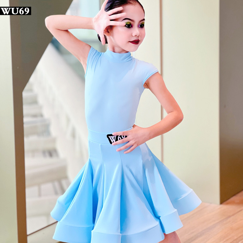 拉丁舞服装儿童表演服夏季练功服标准少儿拉丁比赛服舞裙