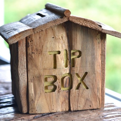 热销泰国实木捐赠创意收银台摆件零钱箱存钱罐收纳盒创意tipbox实