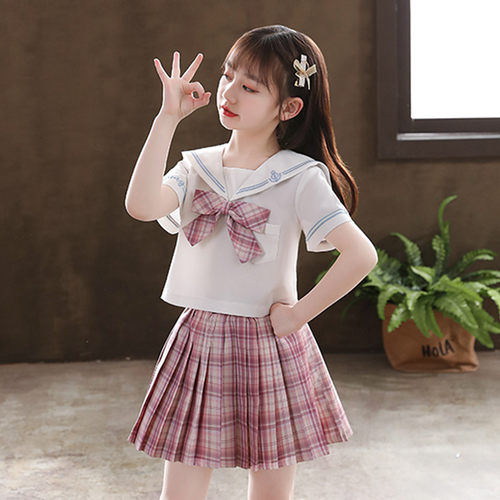 jk制服夏季小学生儿学院风套装女孩百褶裙夏装
