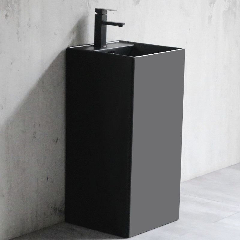 黑色一体立柱盆小户型卫生间落地式艺术洗脸盆阳台圆形陶瓷洗手池,家装主材,立柱盆,淘宝优惠券,粉丝福利购,淘宝优惠卷
