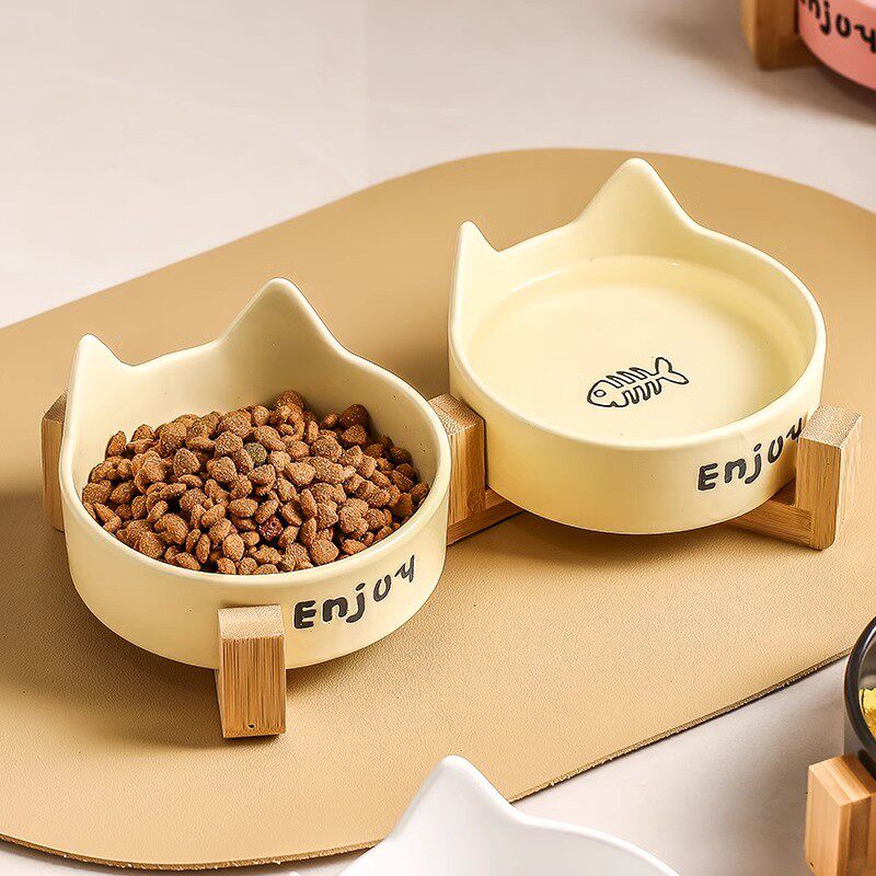 猫碗日本陶瓷猫食盆宠物碗喝水碗粮碗干净猫咪饭碗狗狗碗护颈环保