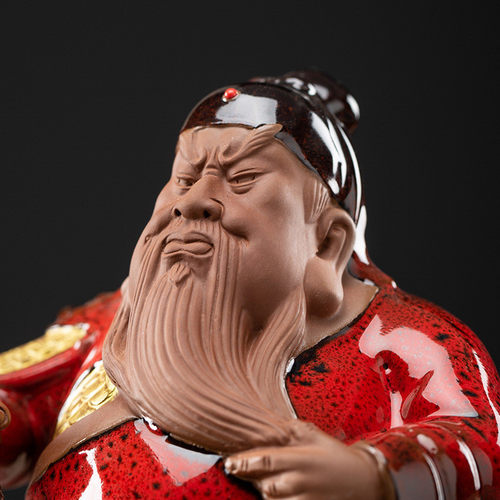 热销新中式陶瓷关公创意摆件关羽财神书房茶桌装饰家居工艺品