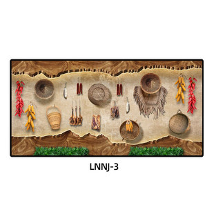 复古农家乐餐馆挂画土菜馆农庄怀旧壁画助农产品直播间背景装饰画