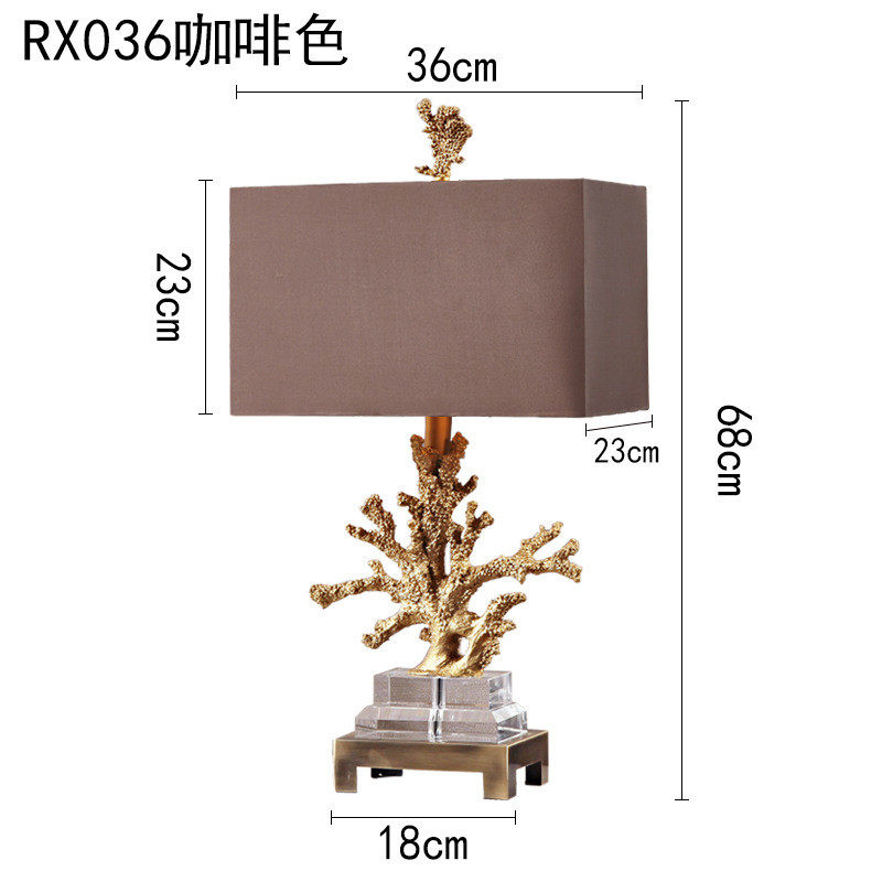 美式复古创意珊瑚欧式台灯卧室床头灯水晶外贸酒店样板间装饰,家装灯饰光源,小夜灯,淘宝优惠券,粉丝福利购,淘宝优惠卷