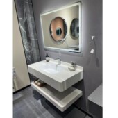 板通体岩厂家圆弧无缝盆一体盆洗手台卫生间浴室柜酒店家装 工程