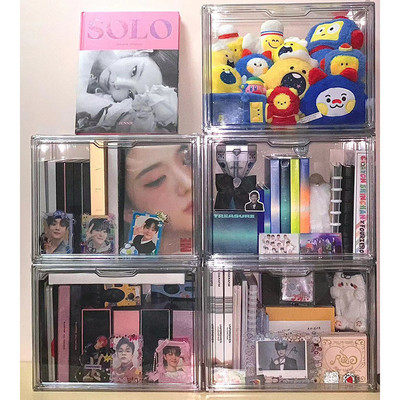 专辑收纳柜防尘黑胶唱片保护盒明星周边亚克力展示架kpop追星女孩