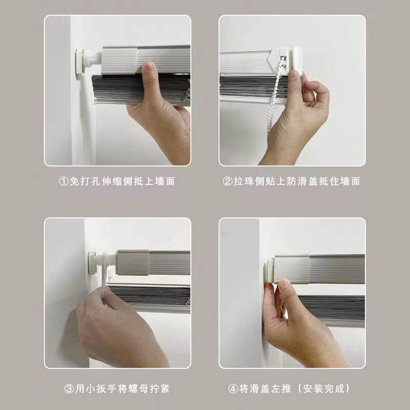 m3no批发铝百叶印调光免打孔安装卷拉式服装店客厅卫生间窗帘遮光
