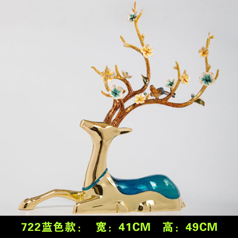 酒柜镀金小鹿摆件家用客厅轻奢摆设现代简约创意电视柜个性装饰品