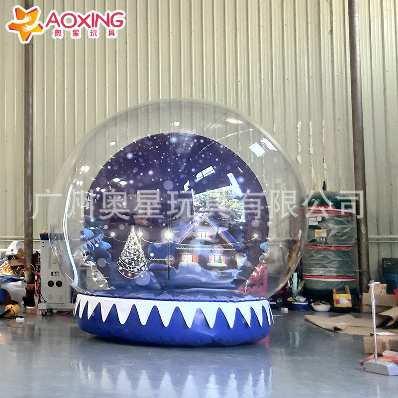 外贸出口圣诞节大型充气雪花球水晶球帐篷装饰商场美陈气模道具