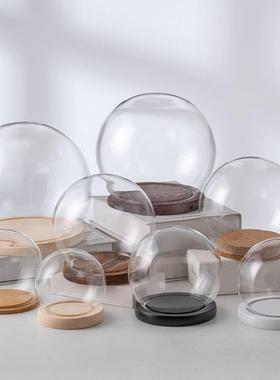 圣诞节永生花圆球形玻璃罩展示盒木塞泡泡玛特盲盒手办防尘罩摆件