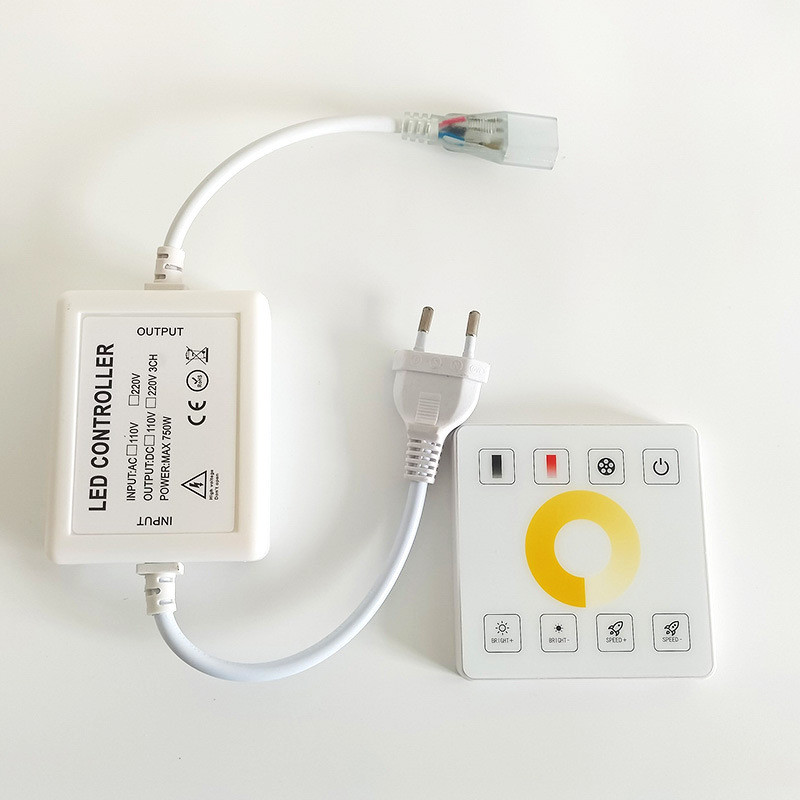 触摸面板230v高压cob灯条无导线灯带110v双霓虹灯色温 单色调光器