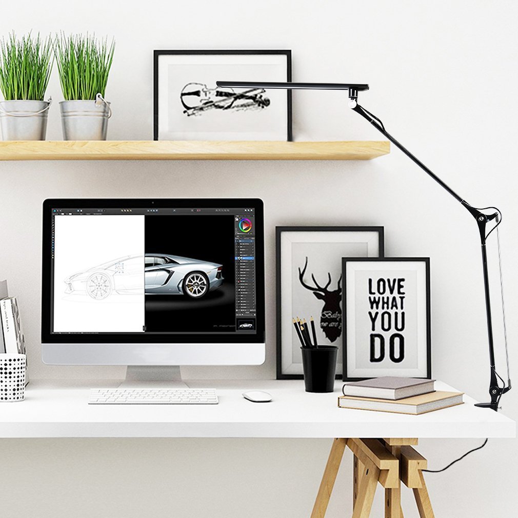 led长臂长臂调光调色台灯万向办公折叠阅读台灯桌面护眼夹子灯