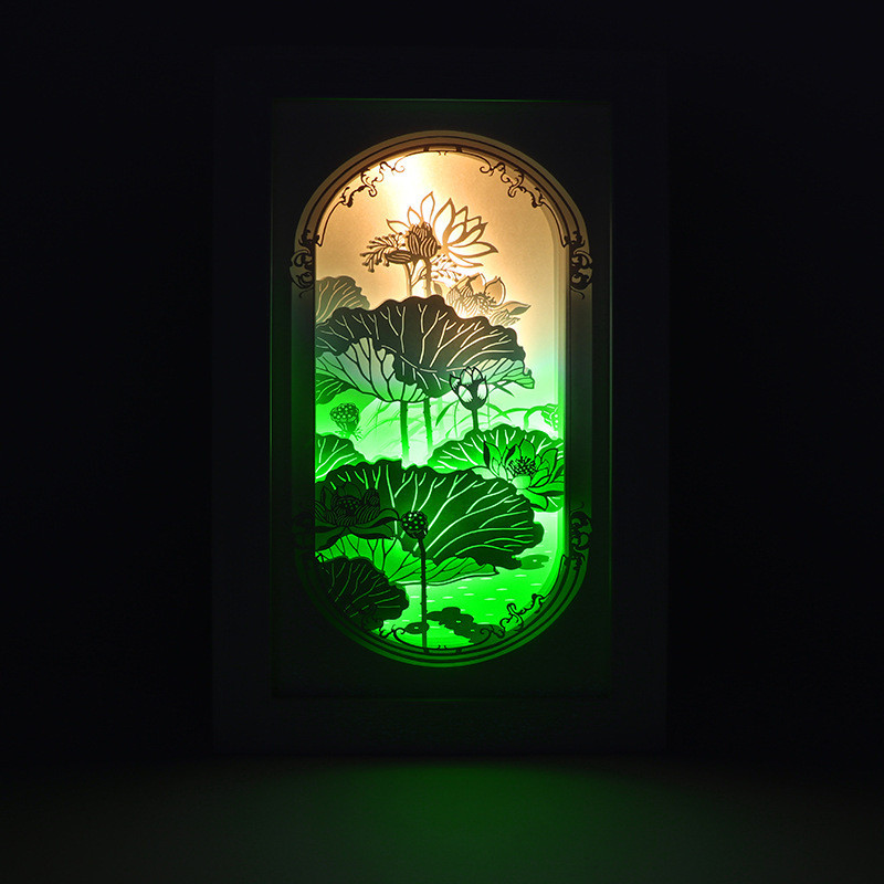 立体供应3d纸雕模型荷塘月色摆件纸雕灯现货居家新中式厂家纸雕灯