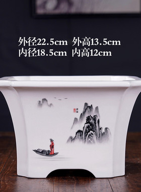 花盆批发大号四方六方形贴画彩绘花盆陶瓷室内绿植盆栽盆北欧简约