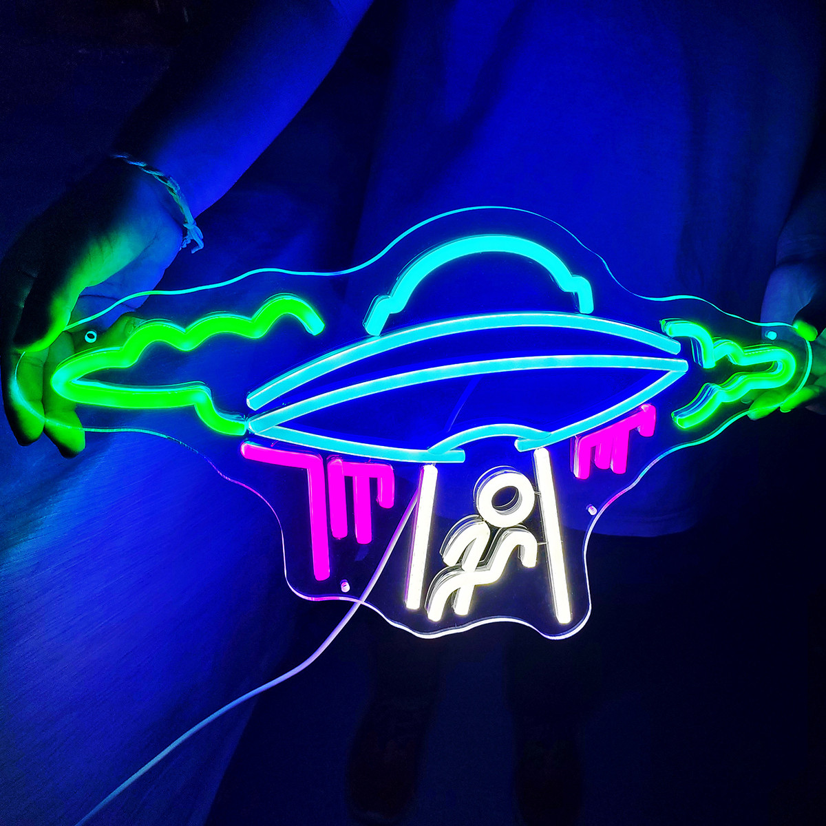 led霓虹灯发光字创意造型diy制作飞船霓虹灯造型灯牌亚克力