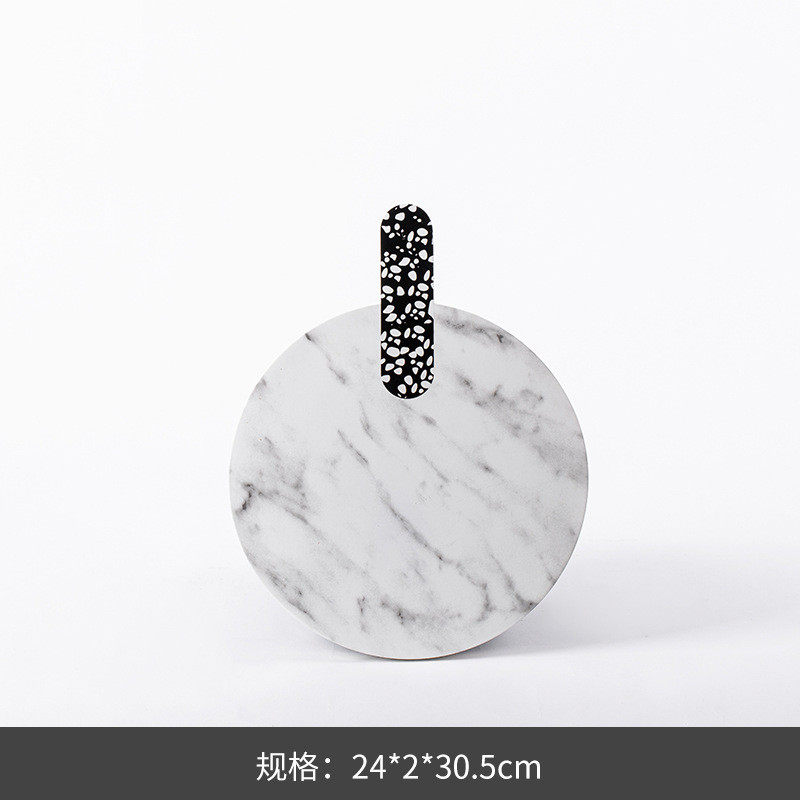 大千黑白水磨石拼接黑白根大理石面包板砧板样板间烘焙创意树脂