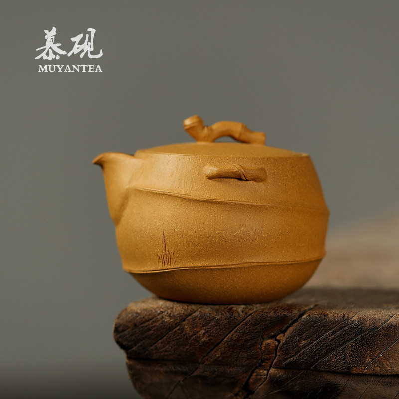 慕砚手作宜兴小众紫砂茶壶原矿段泥宝瓶壶创意手抓盖碗茶杯复古壶