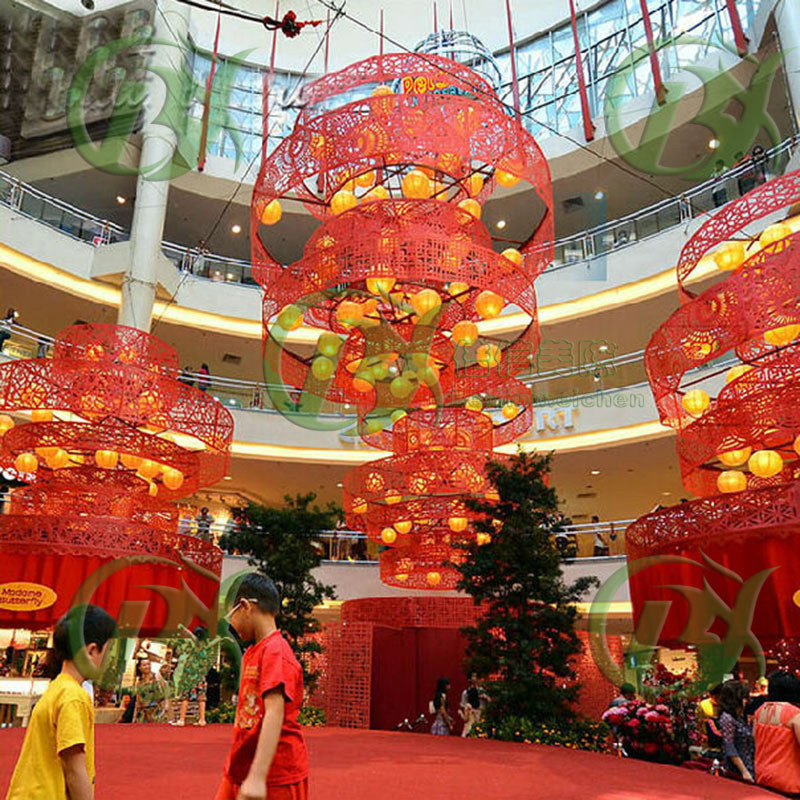 热销节庆装饰灯笼吊挂开业装饰商场场景氛围布置天井中庭商场装饰