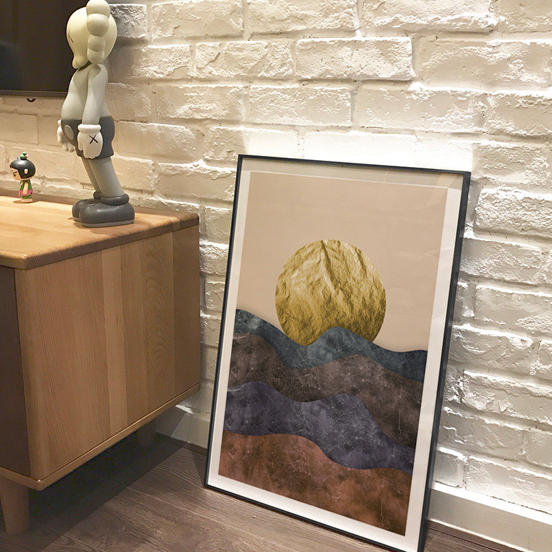 创意抽象简约金箔轻奢现代简约挂画几何样板房玄关过道客厅装饰画图片
