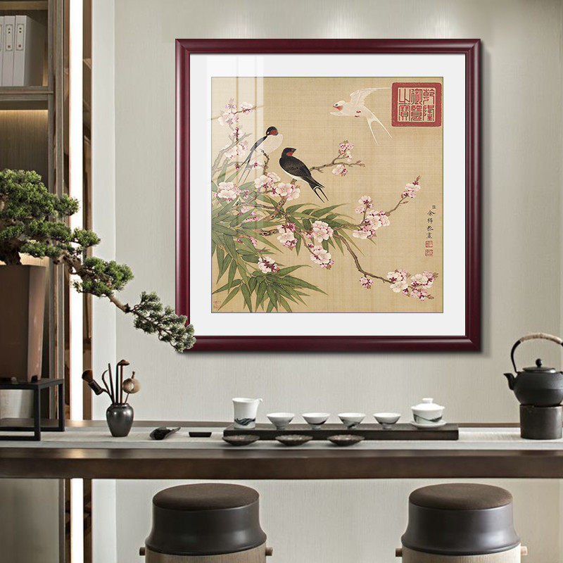 名家余樨作品花鸟图客厅沙发背景墙装饰画兰花国画餐厅壁画已装裱