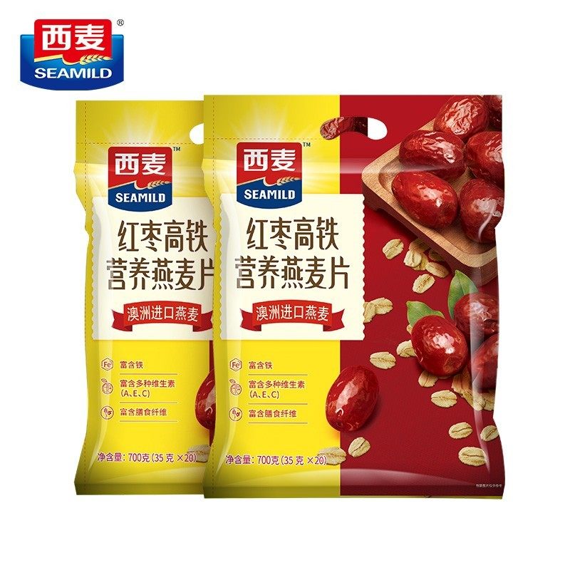 新货西麦特浓牛奶红枣高铁燕麦片700g袋营养品早餐健康食品即食麦