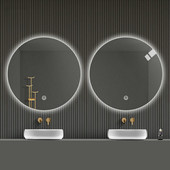 圆形挂墙式 玻璃银镜led智能镜带灯厕所卫生间浴室镜子防雾镜批发