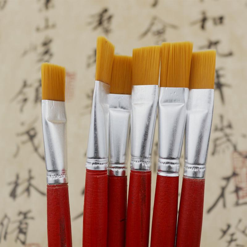 大莅儿童水粉油画工业水彩笔排笔油漆毛丙烯画笔刷美术头红杆扁平