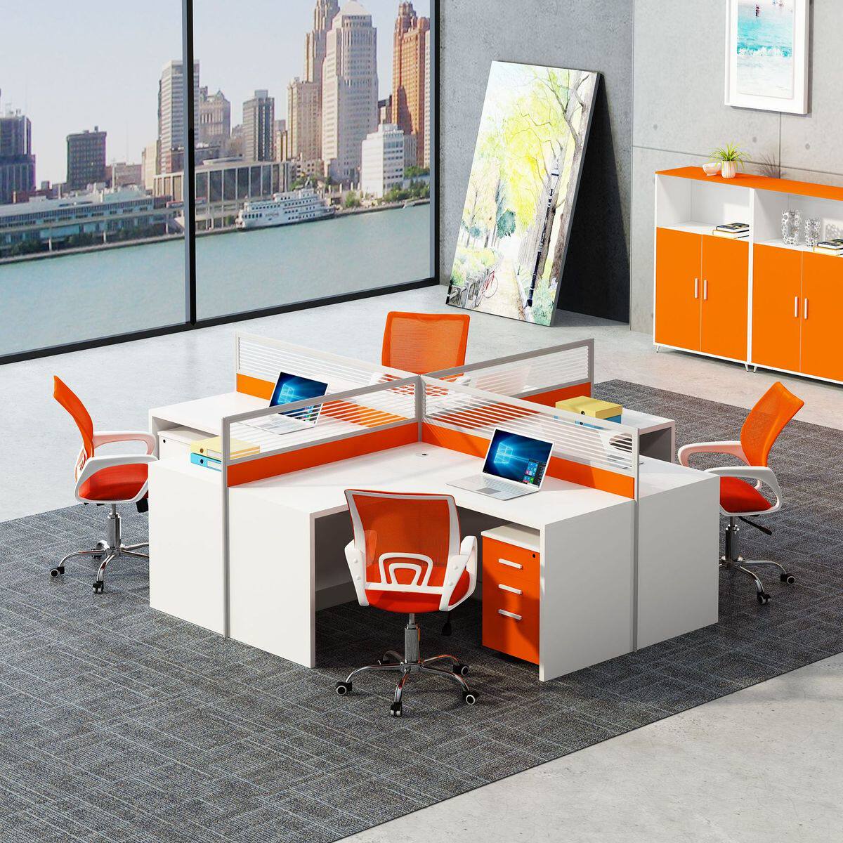 屏风办公桌4人位卡位6人员工卡座屏风工作位批发办公桌隔断职员桌