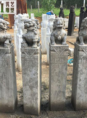 热销天然石雕小象拴马桩庭院仿古拴马桩青石酒店广场石雕摆件