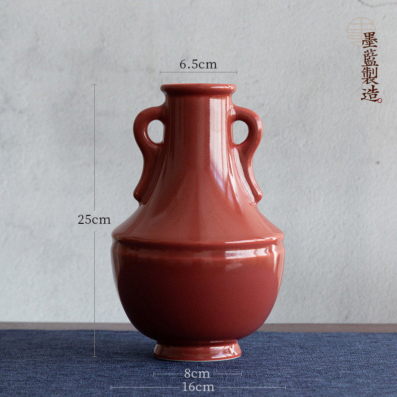 小原日式豆青瓶花瓶花器瓶花文人调投入花中式流花道插花送底座