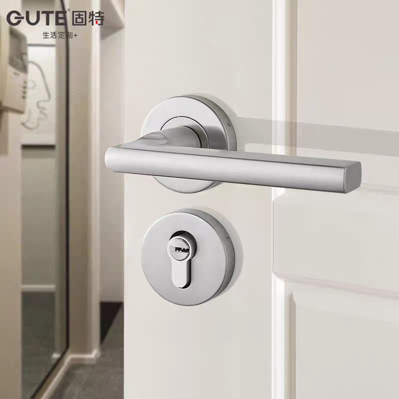 固特304不锈钢门锁室内卧室房门锁通用木门静音磁吸分体锁具家用
