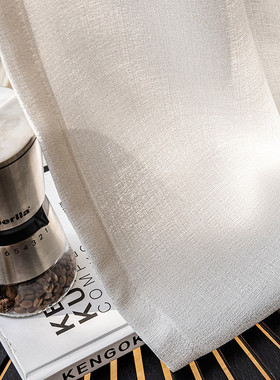 gpw5批发麻纱纱帘加厚透光不透人飘窗白纱白色沙窗纱阳台遮光挂钩