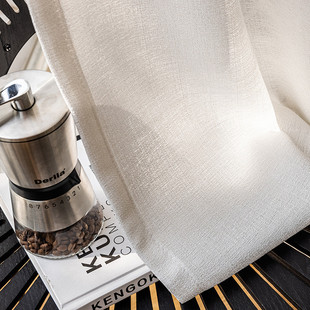 gpw5批发麻纱纱帘加厚透光不透人飘窗白纱白色沙窗纱阳台遮光挂钩