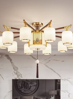 热销大气江山新中式全铜别墅客厅灯中式吸顶灯古典【别墅餐厅客厅