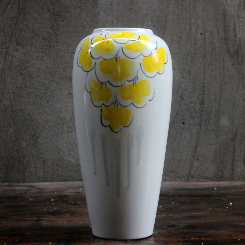 景德镇手绘陶瓷花瓶三件套样现代新中式桌面客厅小赏瓶装饰品摆件