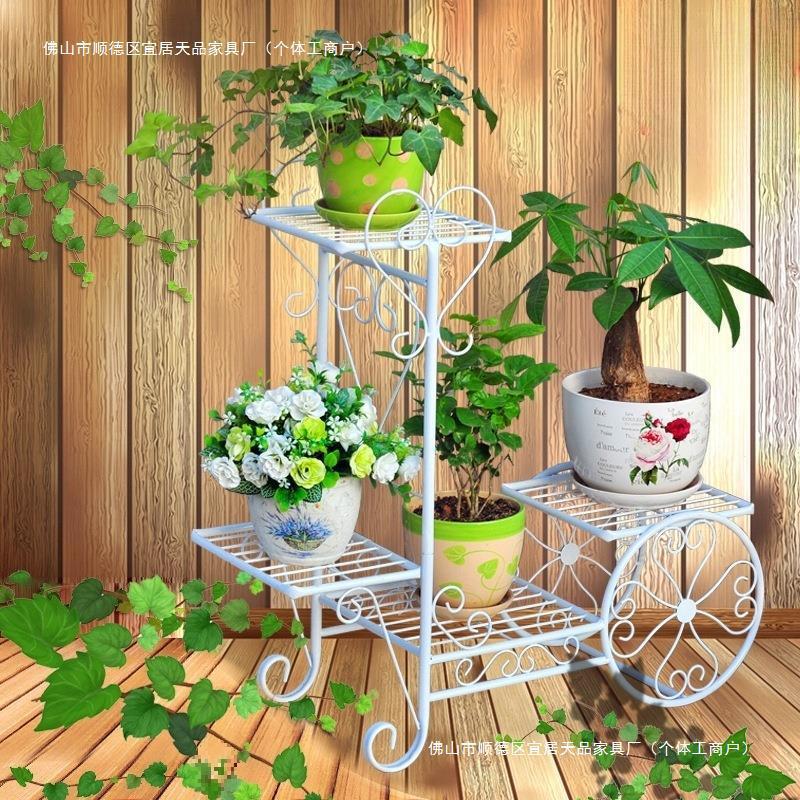 室内外用落地式铁艺花架北欧风创意花架置物架客厅风景角推车花架