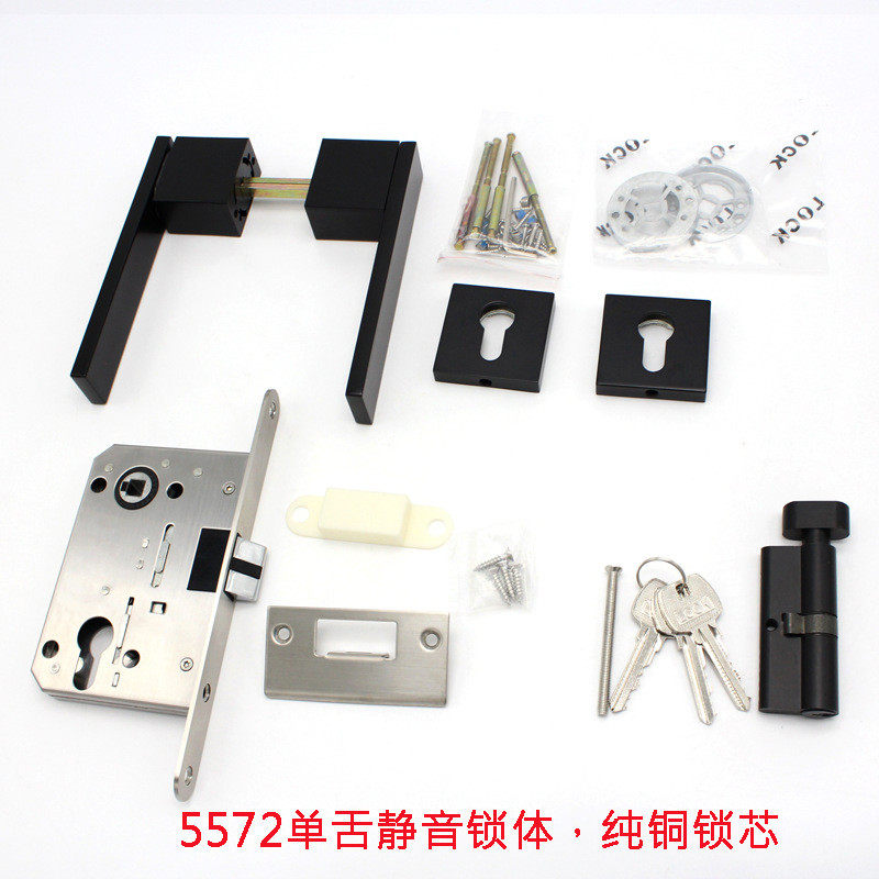 批发简约锌合金室内门锁方形哑黑门锁静音门锁锁卧室分体锁具,基础建材,机械门锁,淘宝优惠券,粉丝福利购,淘宝优惠卷