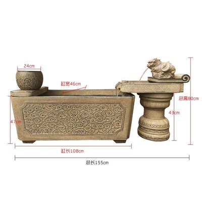 装饰流水摆件循环水户外大型鱼池造景别墅miq庭院鱼缸水景观喷泉