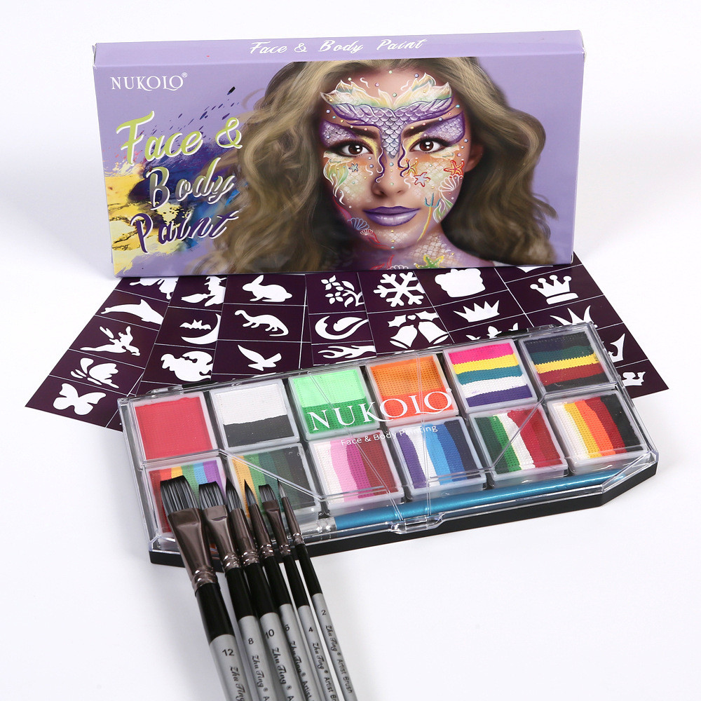 新款膏12格彩虹条调色盘人体彩绘颜料舞台脸彩化妆彩绘可水洗